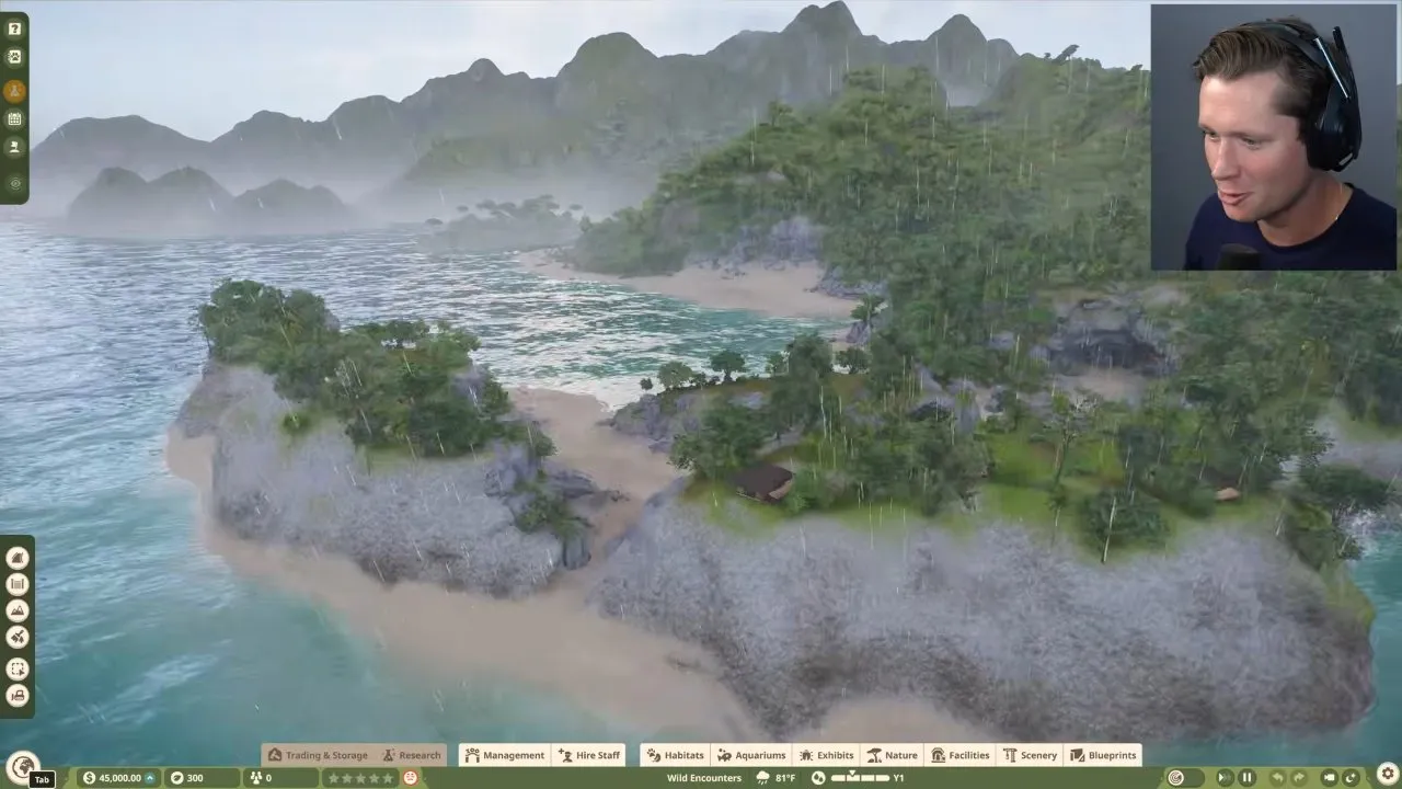 Planet Zoo 2 biomes and terrain, tropical landscape identified as Asia with wooded coastal slopes